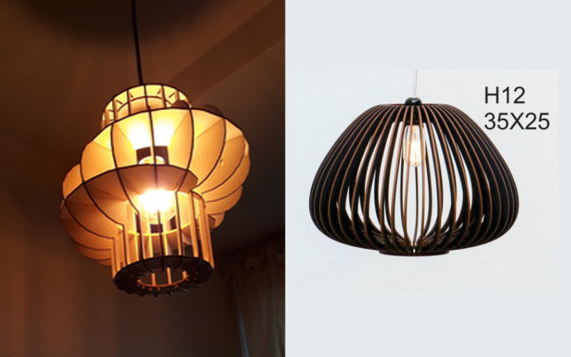 Thiết kế đèn gỗ xoắn và đèn quả táo ngược phong cách cổ điển